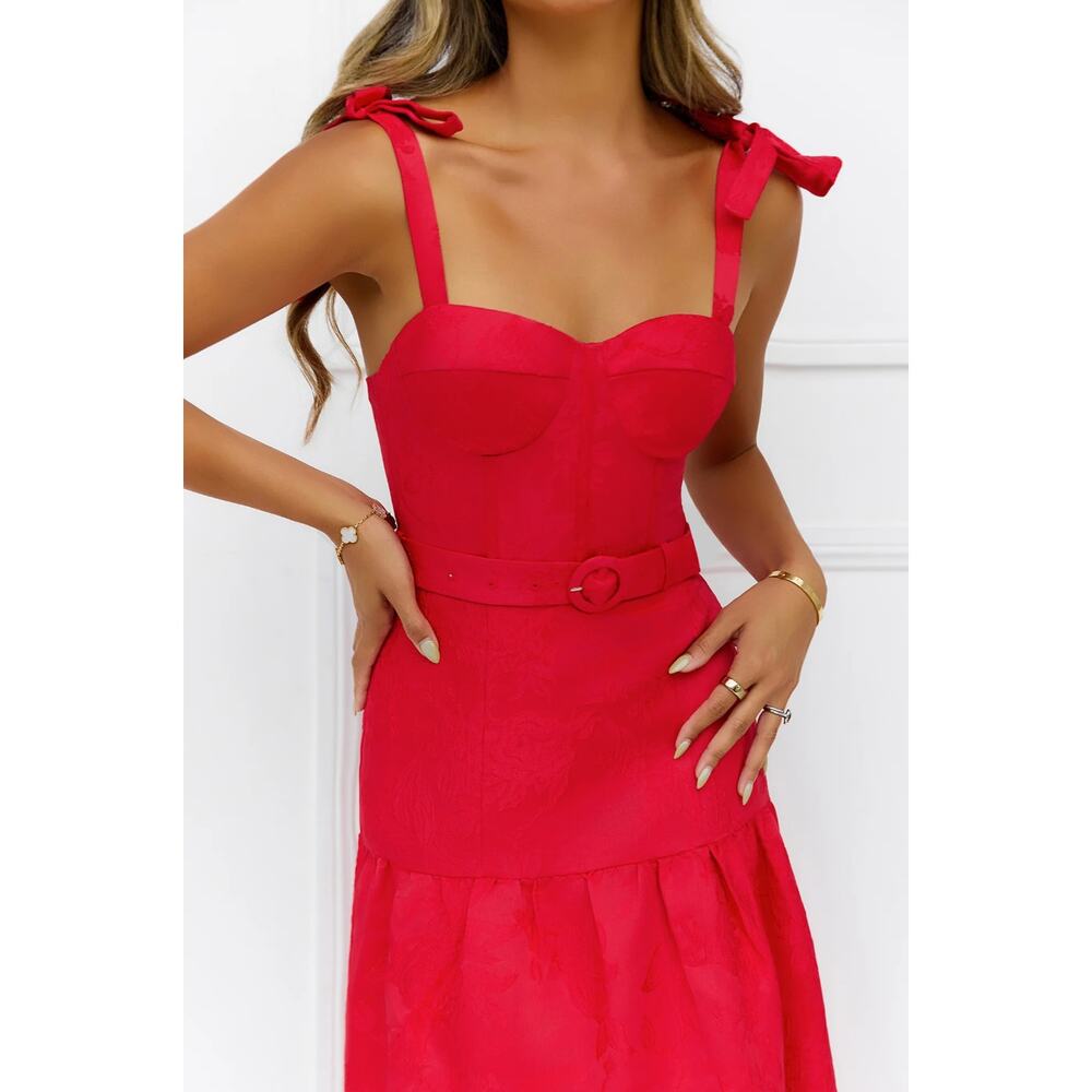 HELLO MOLLY Blaze Of Passion Maxi Dress Red Sz M/US 6 NWT $156 {3U21} - Picture 3 of 5